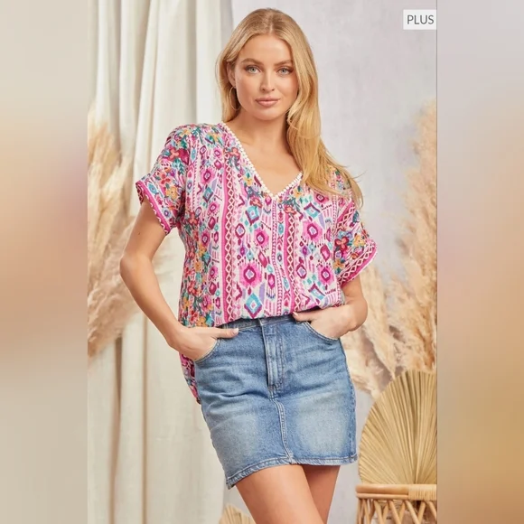 Savanna Jane Pink Blouse with Elegant Embroidery - Picture 4 of 6